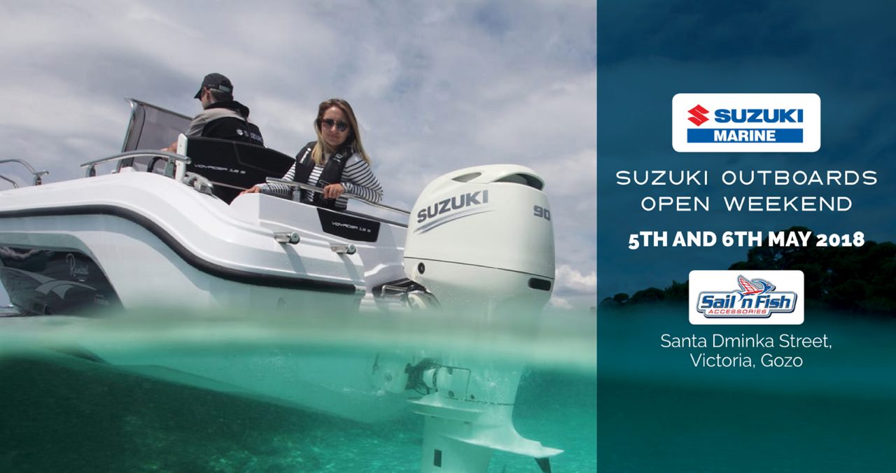 2018 Suzuki Marine outboards on display at the Suzuki Marine Open Weekend in Gozo.
