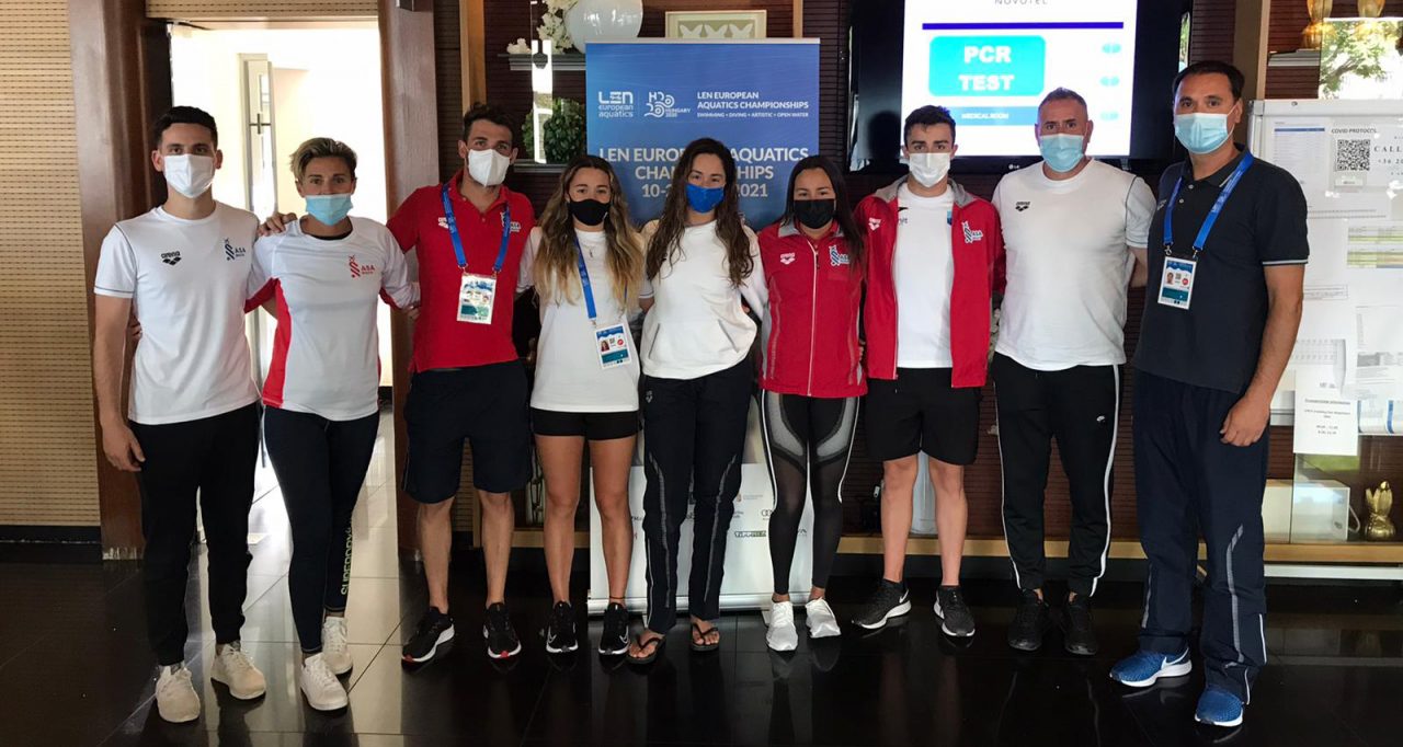 New National Record Mya Azzopardi and Thomas Wareing at the LEN European Aquatic Championships
