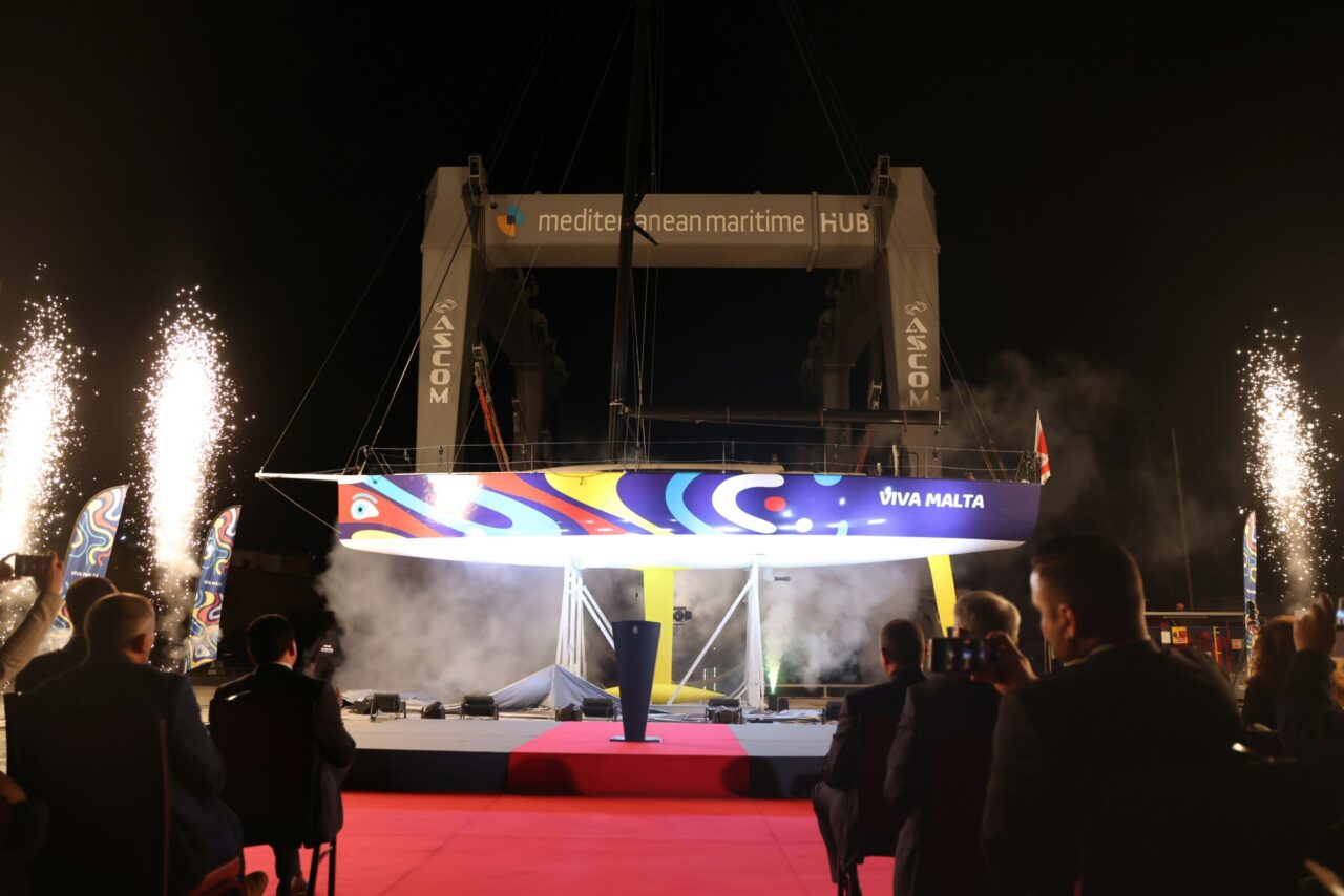 Viva Malta in her new livery, unveiled with fireworks at the Mediterranean Maritime Hub